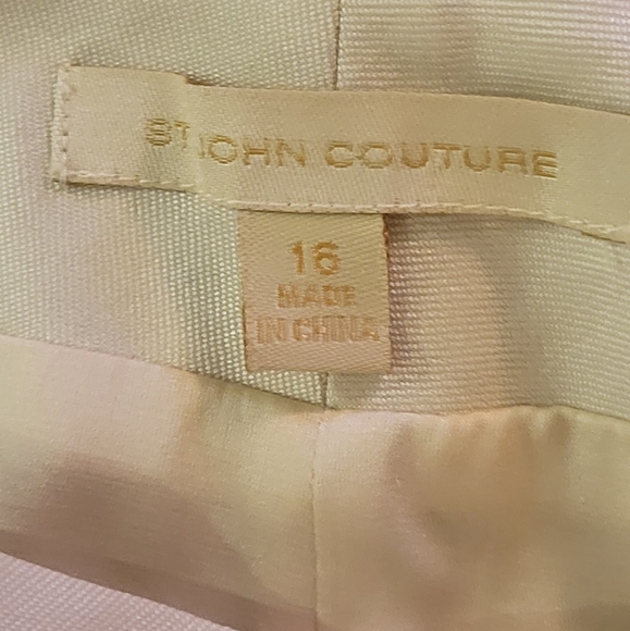 St. John Couture pearl color virgin wool/silk lined wide leg dress pants SZ 16 - Picture 5 of 6